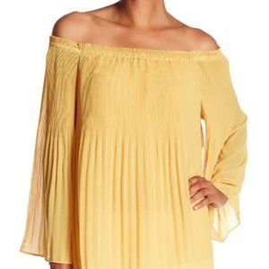 Max Studio Pleated Georgette Off-the-Shoulder Top